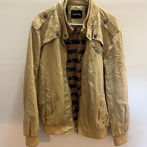 Chouyatou Men's Tan Bomber Jacket